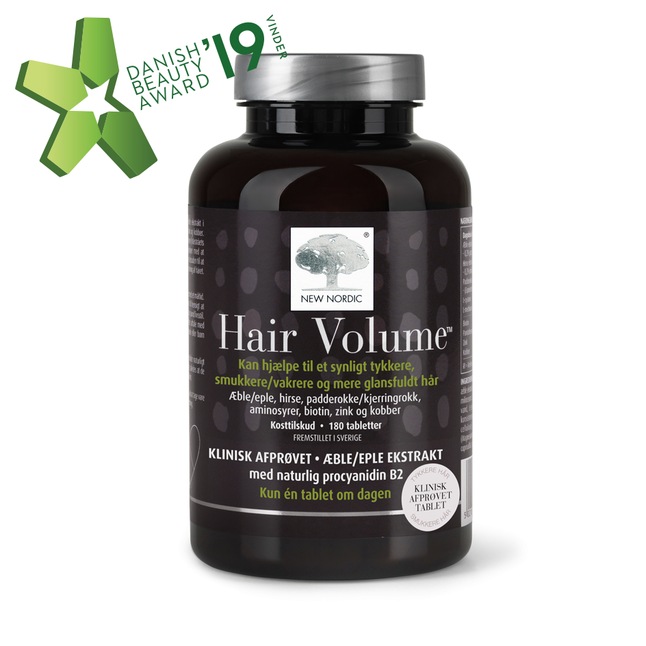 Hair Volume, kosttilskud, hår, vitaminer, hårvækst, New Nordic