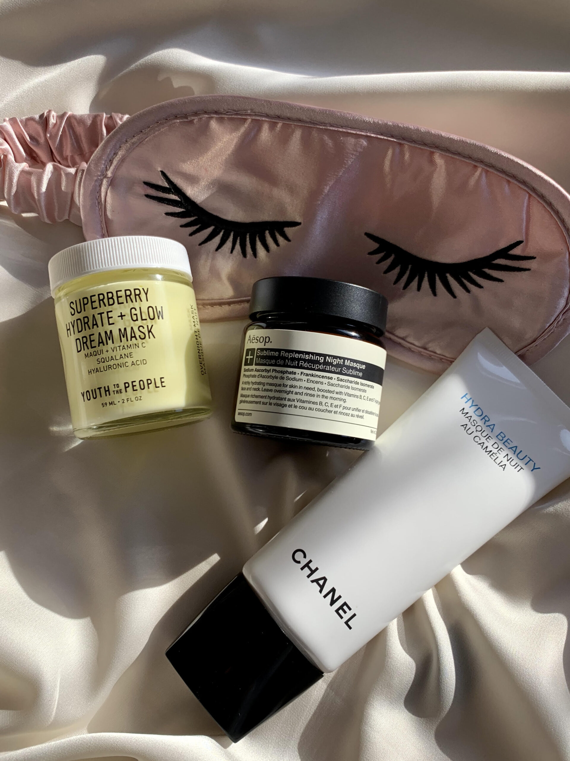 Natmasker, natcreme, Aesop, Chanel, Youth to the people
